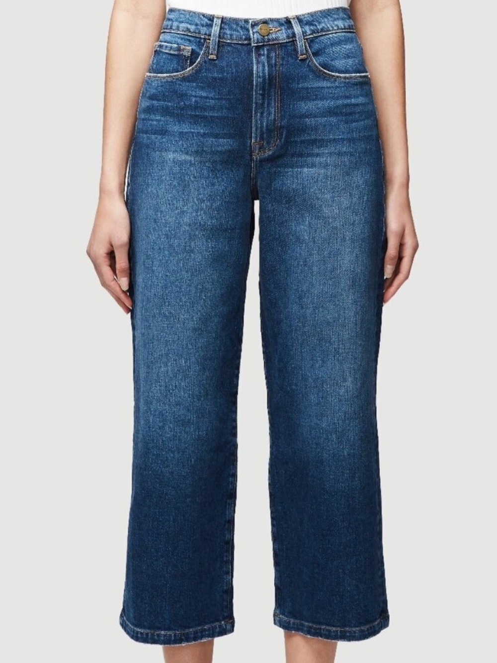 Frame Denim Ali Wide Leg Crop Mellencamp Medium Wash Jeans